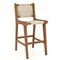 Natural Teak Wood Rattan Bar Stool with Footrest Outdoor Seating